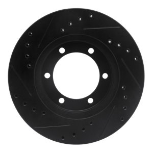 Nissan NP300 Brake Rotor (1) - Front Right - R1 Concepts - Drilled & Slotted - Black - `98-`15